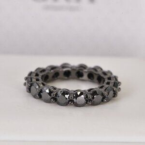GRA Certified Black Moissanite Full Eternity Ring 925 Sterling